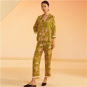 New Fashion Summer Printing Women Sleepwear 2 Pieces Short Set