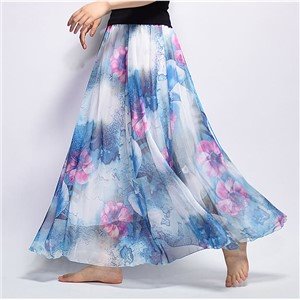 Ban1910-0533 Satin Polyester Floral Daytime out Normal Waisted Semi-Cicular Skirt