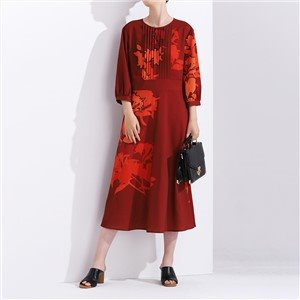 Women's Plus Size Floral Print Ladies Tops Maxi Dress Long Sleeve Chiffon Blouses