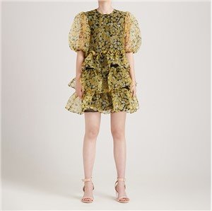 Folds Floral Print Dress Vintage Loose Waist Ladies Frocks Casual Mini Short Sleeve Dress Vestidos