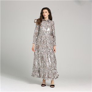 Ladies Ruched Leopard Print Silk Dress